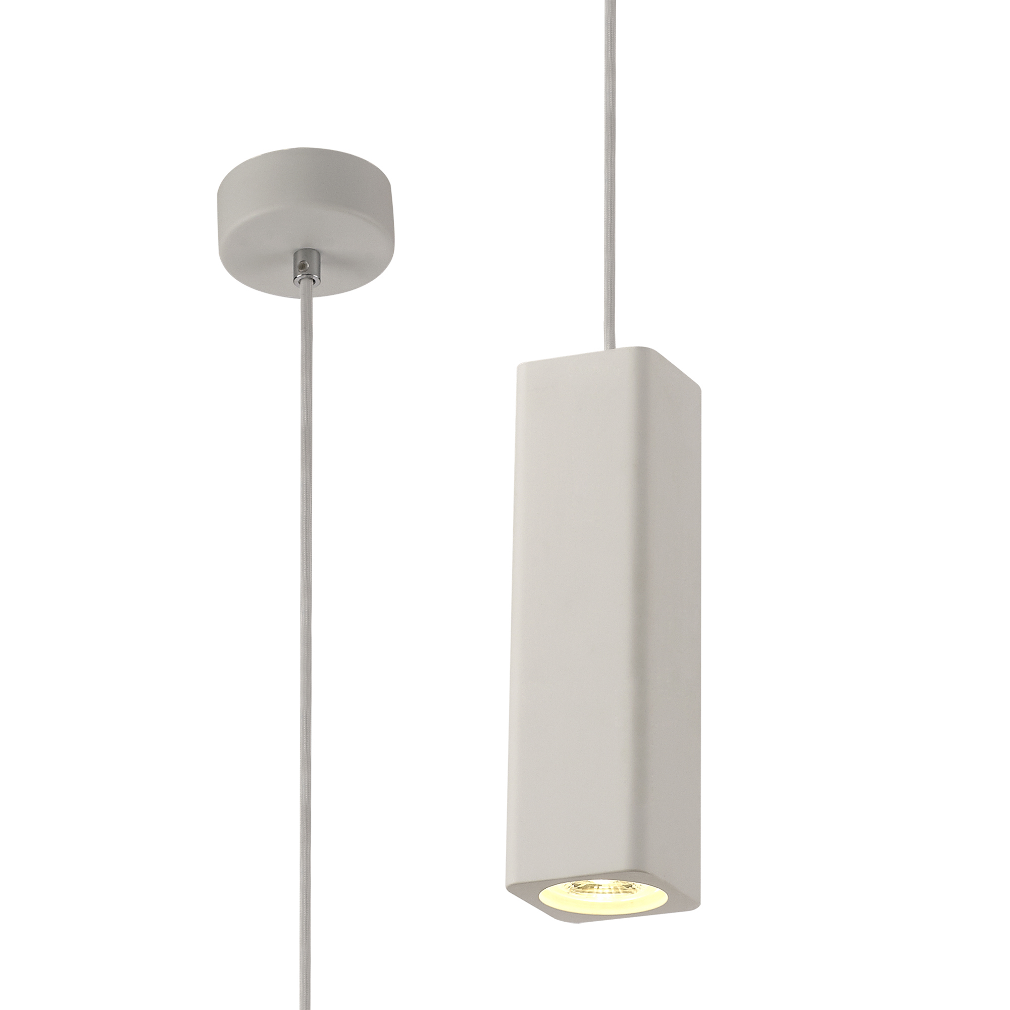 D0501  Alina Rectangular Pendant 1 Light White Paintable, Polished Chrome